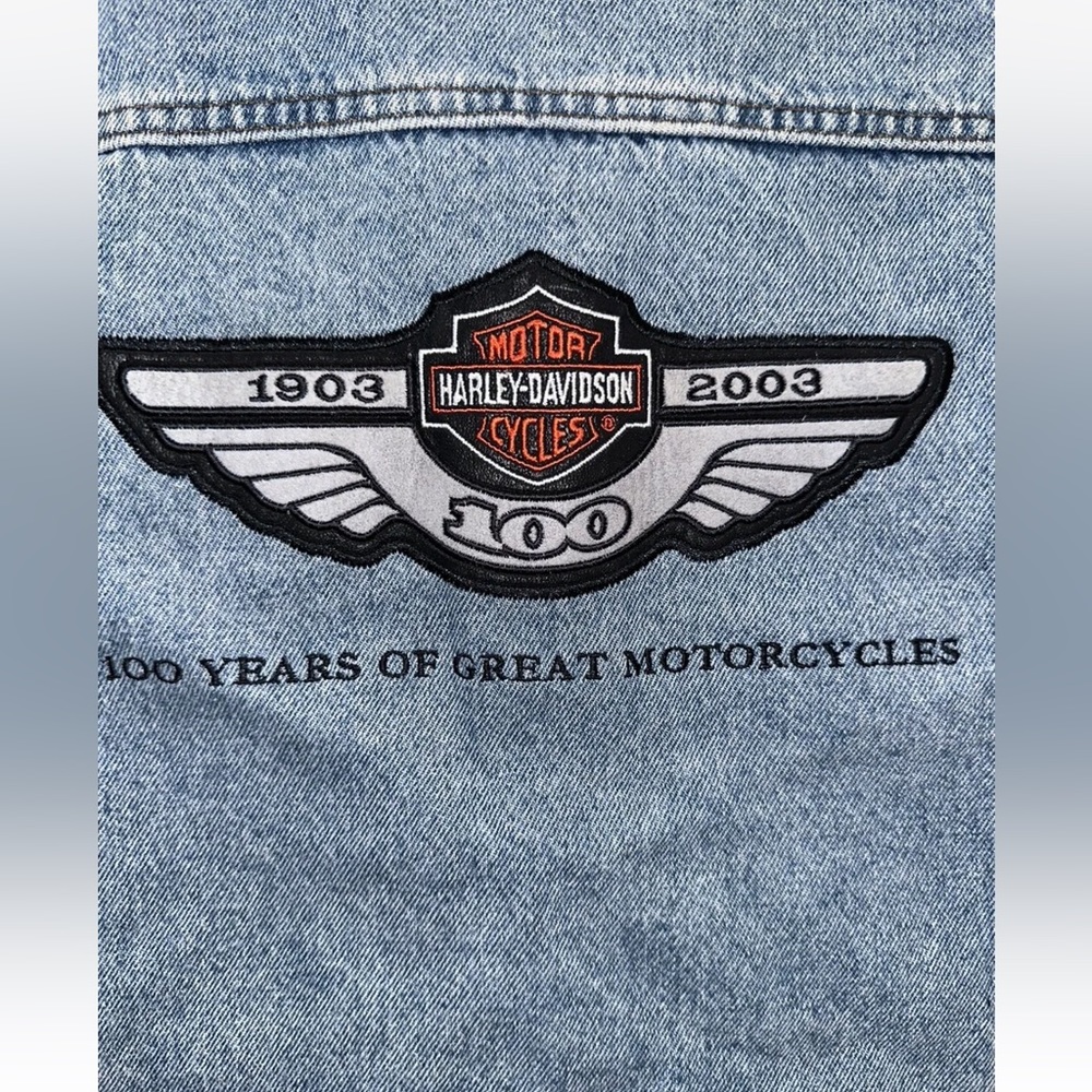 Harley Davidson 2003 100 Year Anniversary Cotton Motorcycle Jean Jacket Women 2W